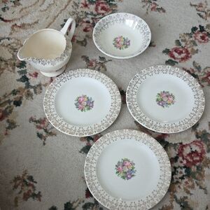 Cosmopolitan Floral Dinnerware Set with Pink and Green Accents